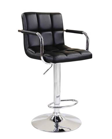 Barová stolička čierna ekokoža/chróm LEORA 2 NEW