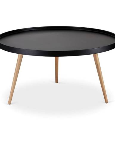 Čierny konferenčný stolík s nohami z bukového dreva FurnhoOpus, ø 90 cm