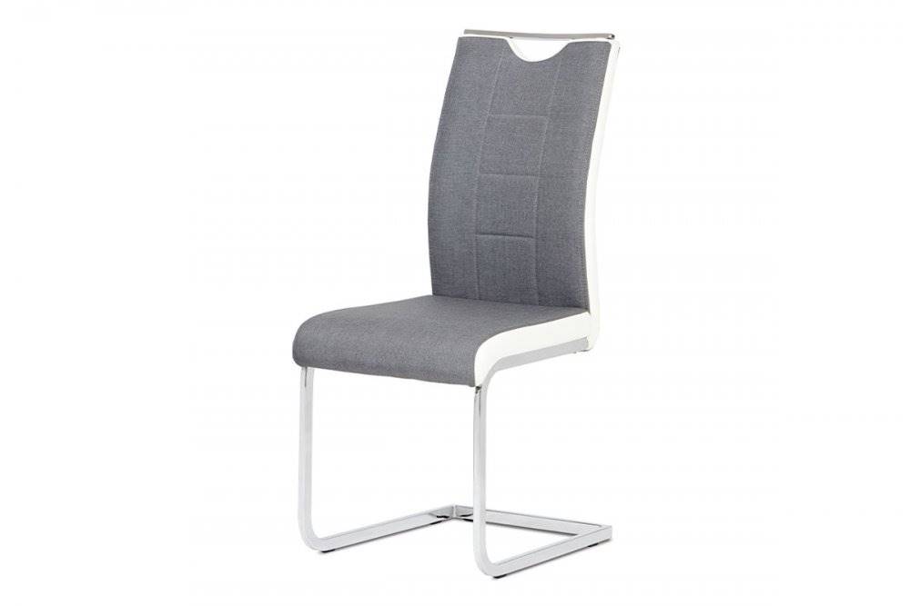 AUTRONIC  DCL-410 GREY2 jedálenská stolička, látka sivá s bielymi bokmi, chróm, značky AUTRONIC