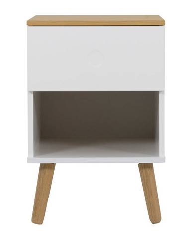 Biely nočný stolík s nohami z dubového dreva Tenzo Dot