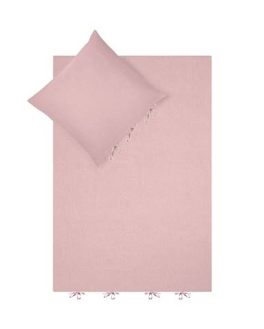 Ružové ľanové obliečky na jednolôžko Port Maine Indica, 135 x 200 cm