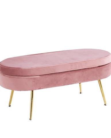 Luxusný taburet ružová Velvet látka/chróm zlatý Art-deco NOBLIN NEW TYP 2
