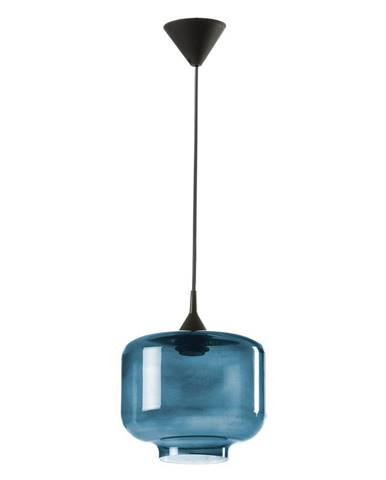 Čierne závesné svietidlo s modrým skleneným tienidlom Tierra Bella Ambar, ø 25 cm