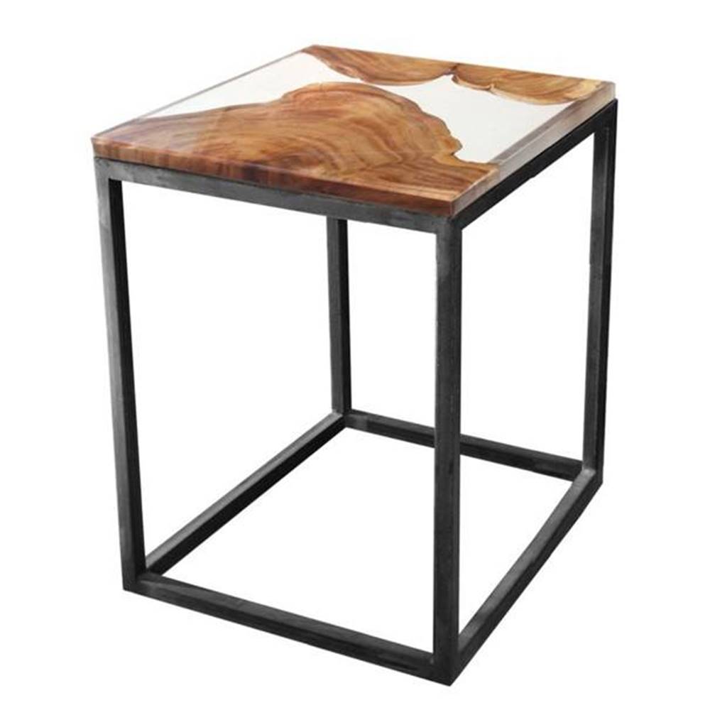 Sconto Odkladací stolík RESIN 40x40 cm, transparentná/sivá, značky Sconto