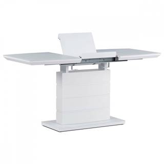 AUTRONIC  HT-420 WT Jedálenský stôl 110+40x70 cm, biela sklenená doska 4 mm, MDF, biely matný lak, značky AUTRONIC