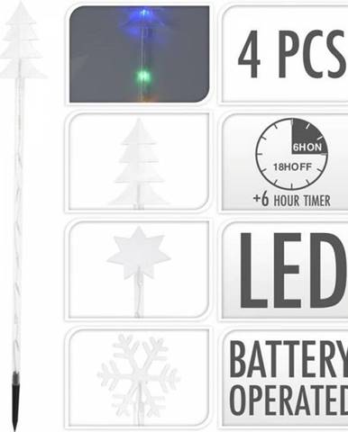 Svetlo vianočné zapichovacie 36 LED farebné, 75 cm, 4 ks, s časovačom, baterky, vonkajšie, mix