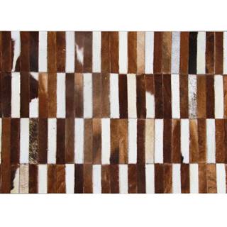 Luxusný kožený koberec hnedá/biela patchwork 201x300 KOŽA TYP 5