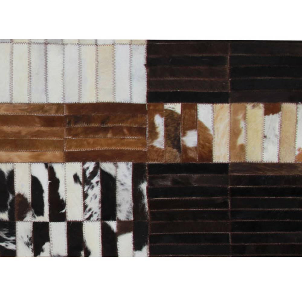 Kondela Luxusný kožený koberec čierna/hnedá/biela patchwork 201x300 KOŽA TYP 4, značky Kondela