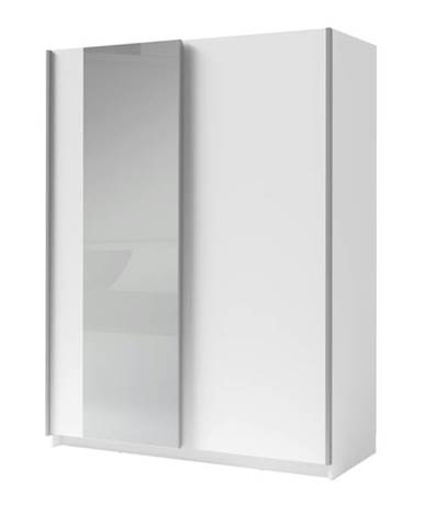Šatníková skriňa so zrkadlom SPLIT biela, šírka 150 cm